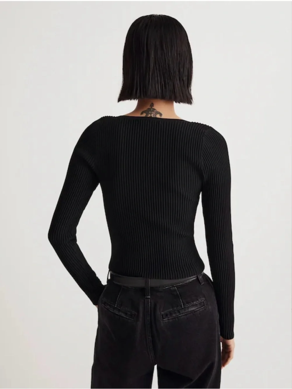Madewell Ottoman Pullover Crop Black Ribbed Sweater Long Sleeve Medium - Picture 4 of 13